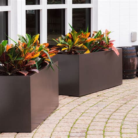 long steel planter box|large rectangular planter boxes.